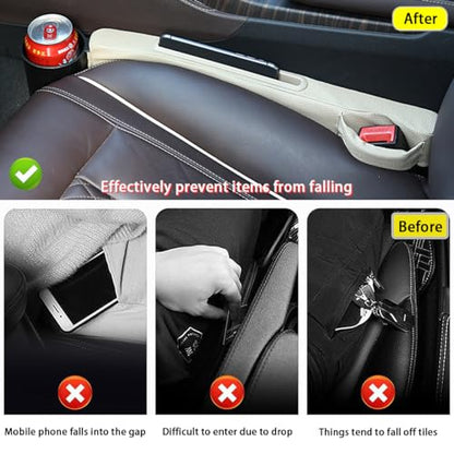 2 Pack Car Seat Gap Filler with Storage Box,Fill the Gap Between Seat and Console,Car Console Gap Filler,Prevent Things from Dropping,Convenient to Storage Keys and Phone(Beige) - color: Beige2