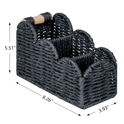 CubesLand Bedside Table Desk Organizer Caddy, Remote Pen&Pencil Holder Cup, Makeup Brush Holder w/Scalloped Perfect for Home, Office Desk, Living Room Table Decor, 3 Slots Black - color: Black