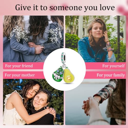 NARMO Charms for Bracelets 925 Sterling Silver Star Dangle Charms Car Keys Lipstick Dangle Charm Beads for Women Bracelets Necklace - color: Avocado
