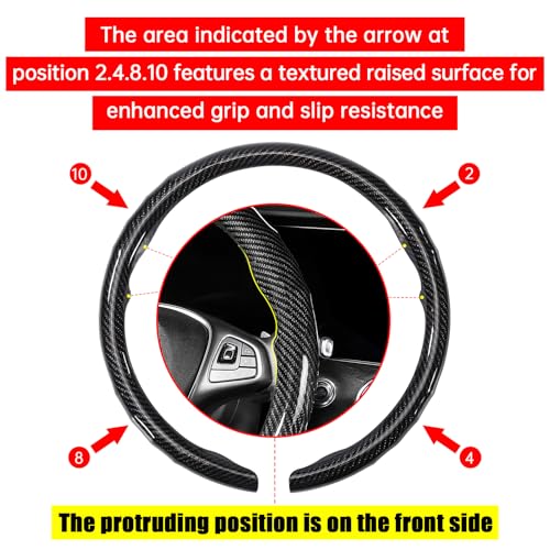 Car Steering Wheel Cover - Integrated Carbon Fiber Pattern Protective Sleeve with Hub Cap Anti-Slip Design - Fits 99% of Models Suitable for 14-16 Inch Sedans, SUVs, and Trucks Interior Accessories