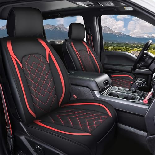 Nilight Car Seat Covers Custom Fit 2009-2024 F150 and 2017-2024 F250 F350 F450 Waterproof Wear-Resistant Faux Leather Anti Slip Cushion Set (2PCS Front Seats Cover) - color: Front Sets 2 Seat, style: Ford 2009-2024