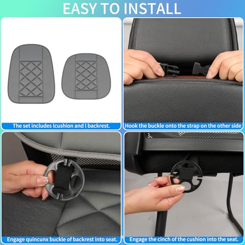 Car Seat Cushion with Back Support Pillow, Car Seat Cushion for Long Driving, Breathable Car Seat Protector, 1.2'' Thick Memory Foam Design for Pain Relief, Seat Pad for Car SUV Truck (Grey) - color: Grey