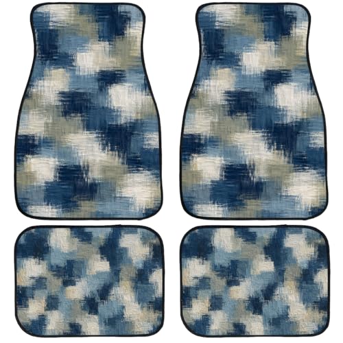 Abstract Car Floor Mats Set of 4 Blue Neutral Brush Stroke Carpet Front Rear Carpets Mat Decorative Car Floor Carpets Non-Slip Auto Car Accessories Universal Fit Car Accessories for Truck - color: Abstract