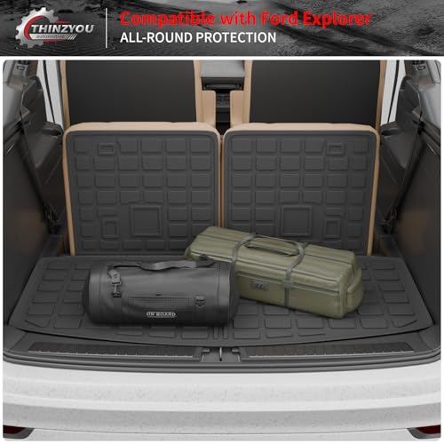 Cargo Mat Compatible with 2020-2025 2026 Ford Explorer Trunk Mat Cargo Liner Seat Back Cover Protector TPE All Weather Trunk Liners 2025 Explorer Accessories (Trunk Mat + Backrest Mats) - style: For Ford Explorer 3Pcs| 2020-2026