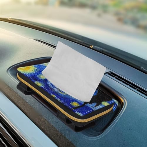 Sturdy PU Leather Visor Tissue Holder Car Sun Visor Tissue Box Holder Leather Napkin Holder Starry Night - color: Starry Night