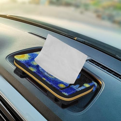 Sturdy PU Leather Visor Tissue Holder Car Sun Visor Tissue Box Holder Leather Napkin Holder Starry Night - color: Starry Night