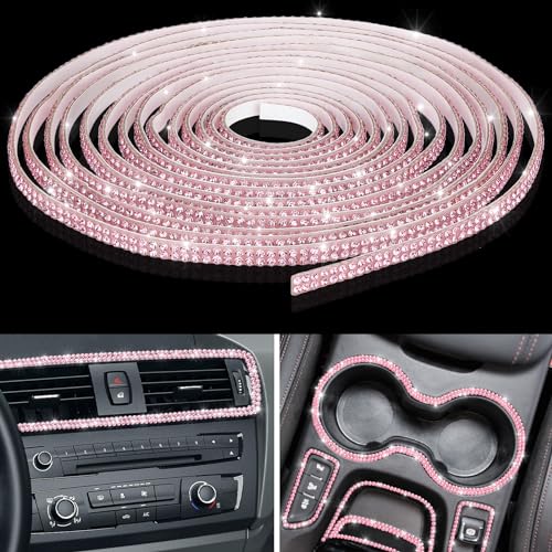 Kingdder 16.4 ft Bling Car Trim Self Adhesive Bling Car Accessories for Women Rhinestone Strip Glitter Diamond Sticker DIY Line Molding Dashboard Decal Shiny Auto Stuff for Interior Exterior Decor16 - color: Pink, size: 16.4 ft