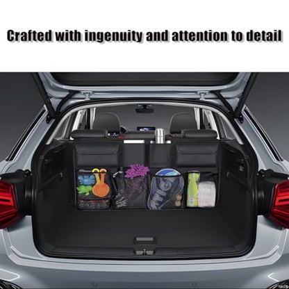 Car Trunk Organizer, Space Saving Vehicle Backseat Hanging with 8 Large Pockets, Automotive Interior Cargo Organization Storage Bag Accessories, Universal for SUV, Truck, Van