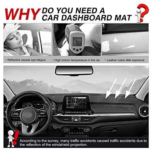 Autorder Dashboard Cover Mat for 2019-2023 2024 Kia Forte Accessories Dash Cover Flannel Dash Mat Sunshade Glare UV Rays Protector - size: 2019-2024 Kia Forte
