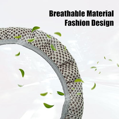 X AUTOHAUX Steering Wheel Cover Universal Elastic Stretch Antislip Breathable Microfiber Ice Silk Interior Trim Wheel Protector for Car Truck SUV Gray - color: Gray