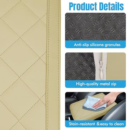 Hovom Car Center Console Armrest Pillow, 12.6"×7.87"×1.97" Leather Arm Rest Cover for Cars, Soft Comfortable Auto Armrest Cushion Pad, Vehicle Middle Console Cover, Car Accessories (Beige) - color: Beige