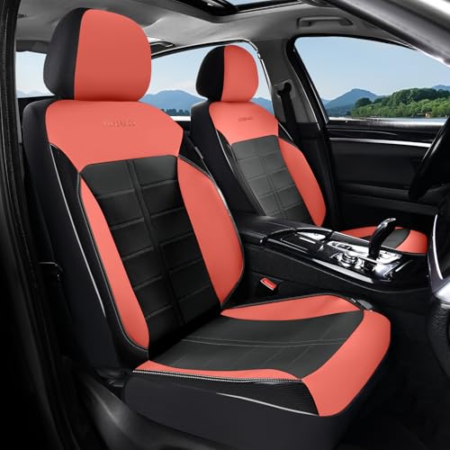 Coverado Seat Covers, Car Seat Covers Front Seats Faux Leather Automotive Seat Covers Luxury Waterproof Car Seat Cover Protectors Universal Fit for Most Cars SUV Trucks, Red&Black - color: RedB, size: Front