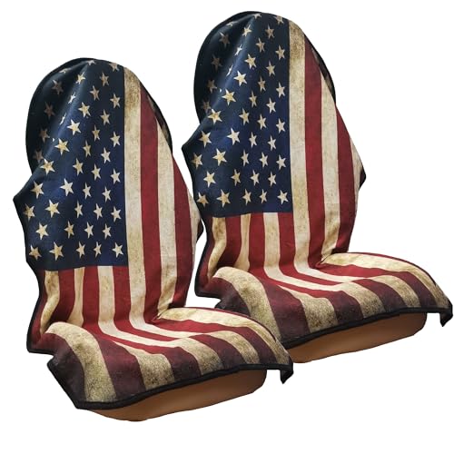 Car Seat Cover Protector Front Seats,for Gym Workout,Running,Swimming,Beach and Hiking,Waterproof Sweat Towel Bucket Seat Covers for Cars SUV Trucks (American Flag, 2Pcs) - color: American Flag, size: 2Pcs Front Seat Towel