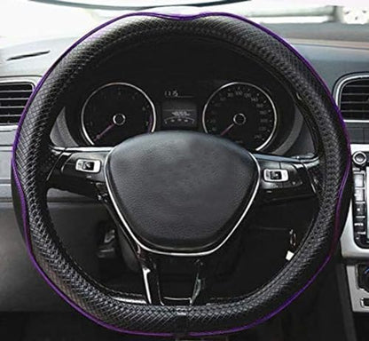 Mayco Bell Flat Bottom Steering Wheel Cover Anti-Slip,Safety,Soft,Breathable,Durable,Full Surround,Comfortable Grip Microfiber Leather (D Shape, Black Purple) - color: Black Purple, size: D Shape