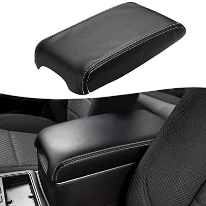 KBH Center Console Armrest Cover Upholstery for Toyota Camry 2012-2017, Vinyl Leather, Middle Console Replacment Covering, Black-Gray Stitch (Leather Part Only) - color: Black-Gray Stitch, size: Camry 2012-2017
