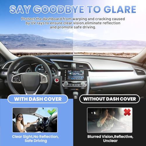 Sunsdrew Dash Cover for 2016-2021 Honda Civic Dashboard Cover Mat for Civic Accessories Sunshade Nonslip Mesh Protector No Glare - size: 16-21 Honda Civic Dash Cover
