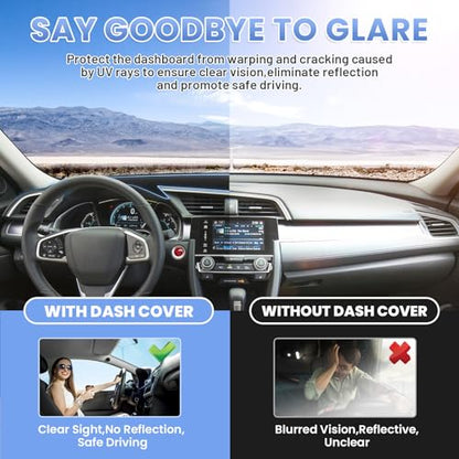 Sunsdrew Dash Cover for 2016-2021 Honda Civic Dashboard Cover Mat for Civic Accessories Sunshade Nonslip Mesh Protector No Glare - size: 16-21 Honda Civic Dash Cover