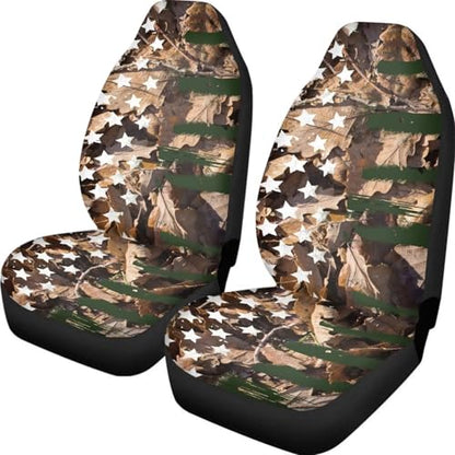 Howilath American Flag Camouflage Car Front Seat Cover Elastic Interior Accessories, Front Bucket Seat Covers Fit SUV Sedan Truck - 2 Piece - color: American Flag Camouflage
