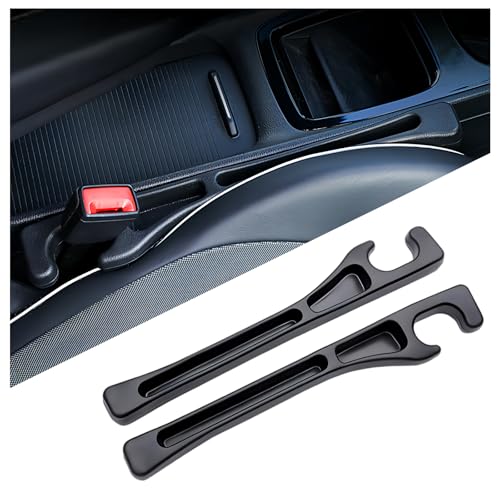 2 Pack Black Car Seat Gap Filler Organizer, Universal Car Seat Gap Plug with Seatbelt Slot, Anti-Drop Organizer for Keys Phones Storage for Auto Truck SUV - size: 2 PCS #2