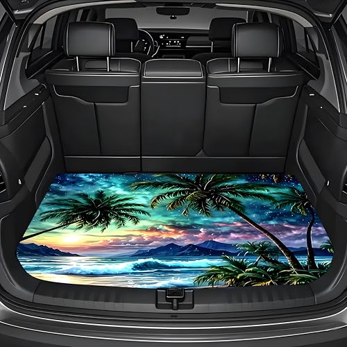 Universal Car Trunk Mat, All Weather Trunk Protection Cargo Liner, Stylish Vehicle Interior Accessories, Durable Cargo Mat Rear Trunk Line Suitable for Most Car (Tropical Beach Palms, 29" x 39") - color: Tropical Beach Palms