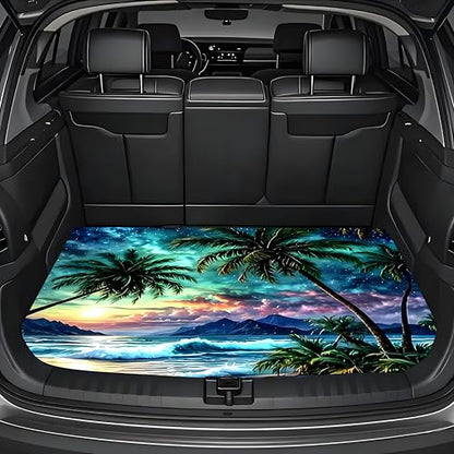 Universal Car Trunk Mat, All Weather Trunk Protection Cargo Liner, Stylish Vehicle Interior Accessories, Durable Cargo Mat Rear Trunk Line Suitable for Most Car (Tropical Beach Palms, 29" x 39") - color: Tropical Beach Palms