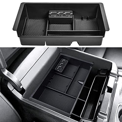 Center Console Organizer for 2014-2018 Chevy Silverado 1500 / GMC Sierra 1500 Accessories and 2015-2019 Sierra/Silverado 2500/3500HD and 15-2020 Yukon/Yukon XL/Tahoe/Suburban Armrest Storage Box black