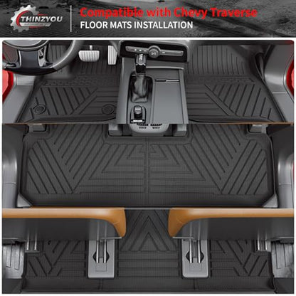 Floor Mats Compatible with 2018-2023 (Fit 2024 Traverse Limited) Chevrolet Traverse Cargo Liner Mat Back Seat Cover 7 Seat 2023 Chevy Traverse Accessories (Trunk Mat+Backrest Mats+Floor Mats) - style: For Chevrolet Traverse 7-Seater | 2018-2023