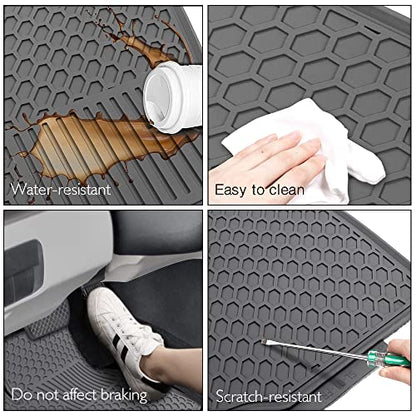 IKON MOTORSPORTS, Custom Fit Floor Mats Compatible with 2008-2017 Mitsubishi Lancer, Gray/Grey Latex Rubber All Weather Car Auto Carpets Liner 5PC Protector, 2009 2010 2011 2012 2013 2014 2015 2016