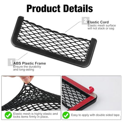ABS Plastic Frame Automotive Cargo Nets Car Net Pocket Phone Car Mesh Net Holder RV Storage Boat Cargo Pocket Organizer Framed Mesh Net Pocket with Screws for Auto RV Net(2, 8 x 3.1 Inch) - size: 8 x 3.1 Inch