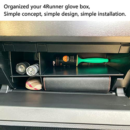 Glove Box Dividers Organizer Compatible with Toyota 4Runner Accessories 2010-2023 2024/ Lexus GX 460 (2010-2023) Insert Box ABS Secondary Storage