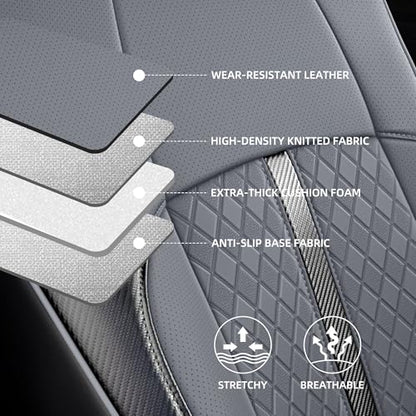 Custom Fit Seat Covers for 2025-2027 Toyota 4Runner (5-Seater), Waterproof Faux Leather Full Set, Full Coverage Protectors for SR5/TRD Off-Road/Sport/Limited/Trailhunter - Black+Grey