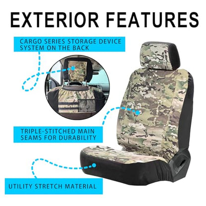 Universal Nylon Canvas Fitted Bucket Seat Cover, Cut-Resistant & Waterproof Front Seat Protector for Trucks (Camouflage) - color: Camouflage
