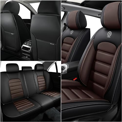 Car Seat Covers for Kia Optima 2001-2020, Premium Nappa Leather, Waterproof, Anti-Slip, Full Coverage, Airbag Compatible, Breathable, All-Weather, Easy Install (2 Seats, Black&Coffee) - color: 2 Seats - Black&Coffee, size: Kia Optima 2001-2020