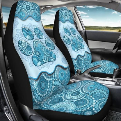 Dreaweet Boho Car Seat Covers Front Seats Dog Paw Car Accessories for Women 2 Piece Washable Front Seat Cover Universal Fit Most Vehicle SUV Sedan Trucks,Blue - color: Boho Dog Paw Blue