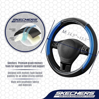 Skechers Air-Cooled Steering Wheel Cover,Air Cool Mesh Leather Car Steering Wheel Cover Universal Fit 14" 1/2-15" Car Wheel Protector for Men Women Fit Suvs,Vans,Sedans,Car,Trucks,Blue - color: BLue