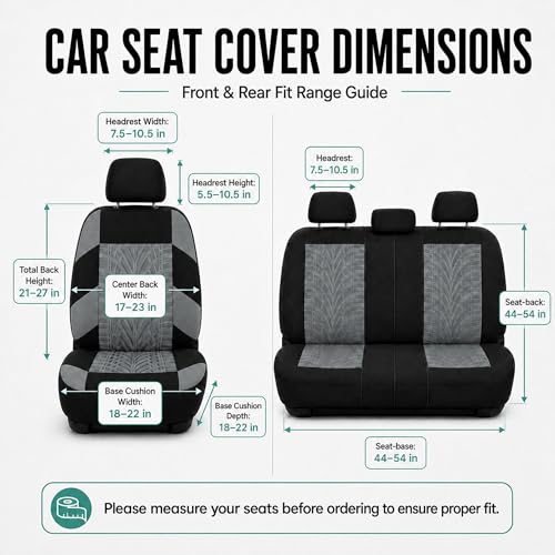 FH Group Full Set Travel Master Car Seat Covers, Airbag and Split Rear Car Seat Cover Universal Fit Interior Accessories for Cars Trucks SUV, Automotive Seat Covers, Gray - color: Gray, style: Full Set