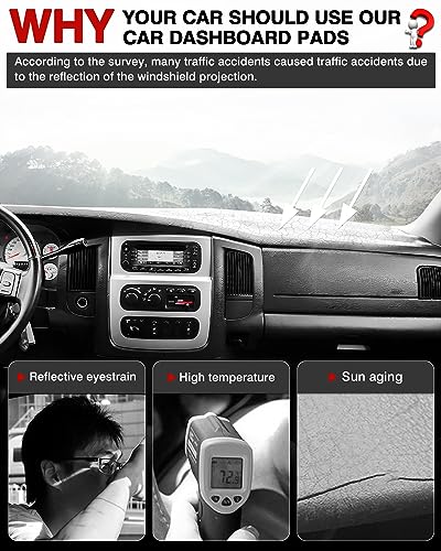 Autorder Dashboard Cover Mat for 2002-2005 Dodge Ram 1500 & 2003-2005 2500/3500 Accessories Dash Cover Flannel Dash Mat Sunshade Glare UV Rays Protector - size: 2002-2005 Dodge Ram