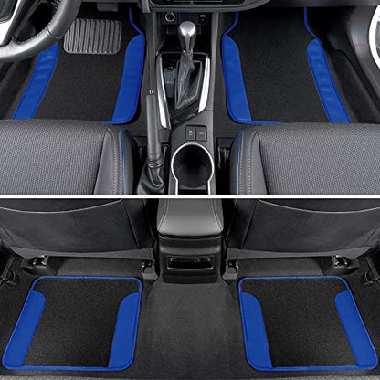 carXS Forza Series Blue Seat Covers Full Set Combo with Car Floor Mats – Front and Rear Bench Cover & Protector Set, Interior Covers for Auto Truck Van SUV