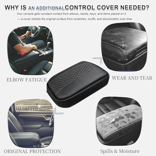 Car Center Console Cover for Chevy Silverado GMC Sierra 2019-2026/Tahoe & Suburban & Yukon 2021-2026 PU Armrest Cover Console Pad Interior Accessories, Anti-Scratch Black, Bucket Seat Only - size: Bucket Seat-Silverado&Sierra 2019-2026