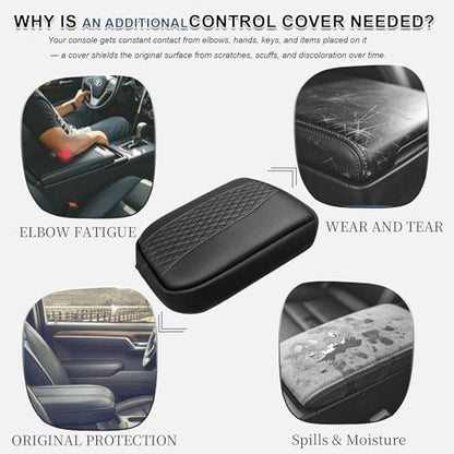 Car Center Console Cover for Chevy Silverado GMC Sierra 2019-2026/Tahoe & Suburban & Yukon 2021-2026 PU Armrest Cover Console Pad Interior Accessories, Anti-Scratch Black, Bucket Seat Only - size: Bucket Seat-Silverado&Sierra 2019-2026