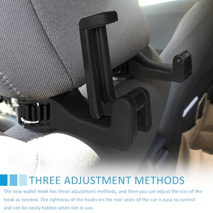 2PCS Car Headrest Hidden Hook, 2 in 1 Rear Headrest Hook with Phone Holder, 360° Rotation Storage Headrest Hanger, Universal Auto Organizer Hook for Purse Handbag Clothes Grocery (Gun Copper)