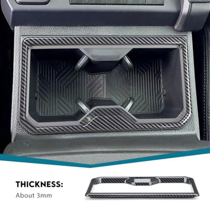 INTGET Front Cup Holder Panel Cover for 2024 2025 2026 Toyota Tacoma Accessories/2025 2026 4Runner ABS Plastic Interior for Tacoma SR/SR5/TRD PreRunner/Sport/Off-Road (Carbon Fiber, Front Cup Holder) - size: Front Cup Holder Panel Cover