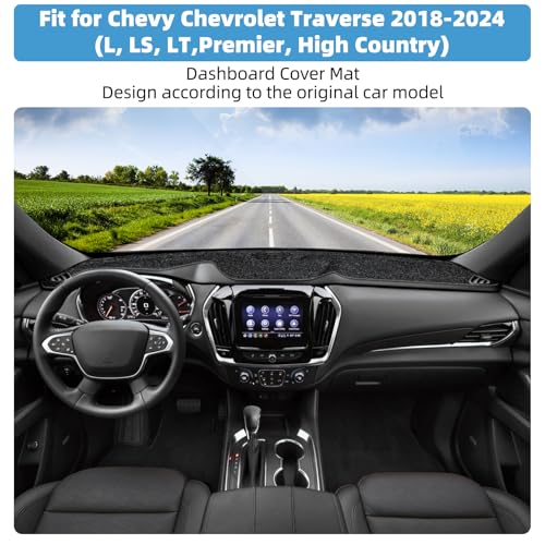 Dash Cover Mat for Chevy Chevrolet Traverse 2018 2019 2020 2021 2022 2023 2024 Non-Slip Dashboard Cover Mat Sunshade UV Rays Protector Interior Accessories - size: Compatible with Traverse 2018-2024