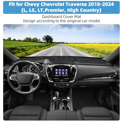 Dash Cover Mat for Chevy Chevrolet Traverse 2018 2019 2020 2021 2022 2023 2024 Non-Slip Dashboard Cover Mat Sunshade UV Rays Protector Interior Accessories - size: Compatible with Traverse 2018-2024