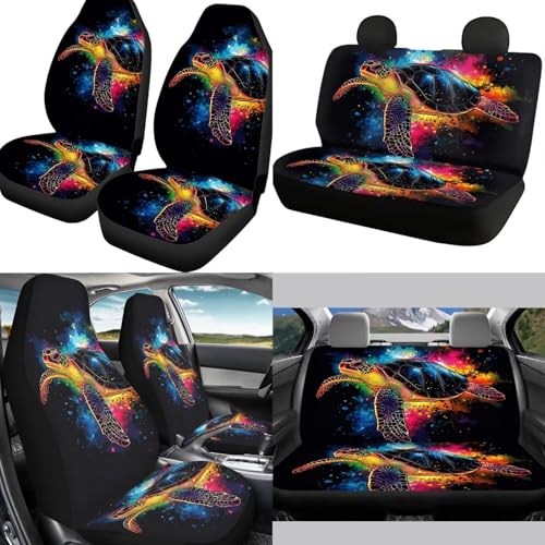 Animal Turtle Print Auto Front Rear Seat Protective Steering Wheel Cover Car Accessories Set for Cars Seat Covers 12pcs Seat Cover Set for Cars Car Armrest Cover Headrest Covers - color: Animal Turtle