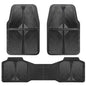 CAR PASS Rubber Floor Mats, All Weather Waterproof Trim-to-Fit Automotive Mats for Cars Trucks SUV, Anti-Slip Easy Clean, Heavy Duty Full Set 3-Piece, All Black - color: Black