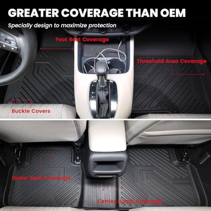 LASFIT Floor Mats & Cargo Mat with Backrest Mat for Honda HRV 2027 2026 2025 2024 2023 Sport/LX/EX-L & for Acura ADX 2025-2026, All Weather TPE Custom Fit HR-V Floor Liner Accessories Full Set - style: 6）For Honda HR-V | 2023-2027 | Full Set