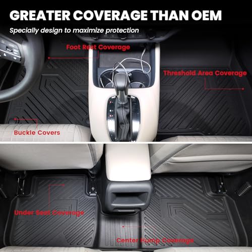 LASFIT Floor Mats for Honda Civic Hybrid Sedan 2025 2026 & Hybrid Hatchback 2025 2026, All Weather TPE Custom Fit Car Floor Liner, 1st & 2nd Row, Black - style: 2）For Honda Civic Hybrid Sedan & Hybrid Hatchback | 2025-2026 | 1st & 2nd Row