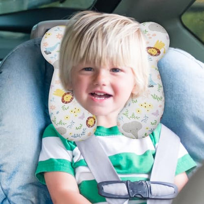 Baby Travel Pillow, Upgrade U-Shape Infant Pillow for Car Seat Pushchair and Stroller, Soft Comfortable Rest Cushion for Kids Newborn and Toddler -Lion White