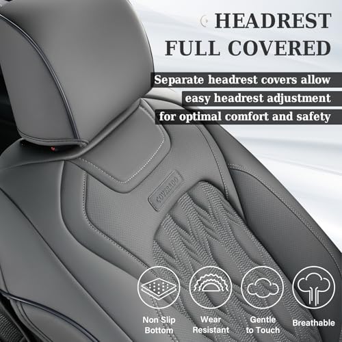Coverado Rear Leather Seat Covers for Ford F150 2015-2026, F250 F350 F450 2017-2026, Car SUV Pickup Truck Seat Protection, Gray